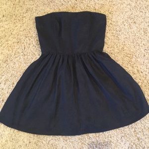 Black strapless mini dress